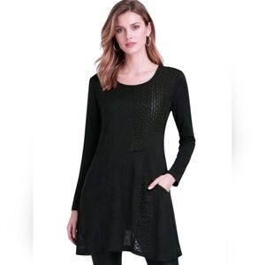 Papa Vancouver Black Semi-Sheer Textured Knit Tunic Size M